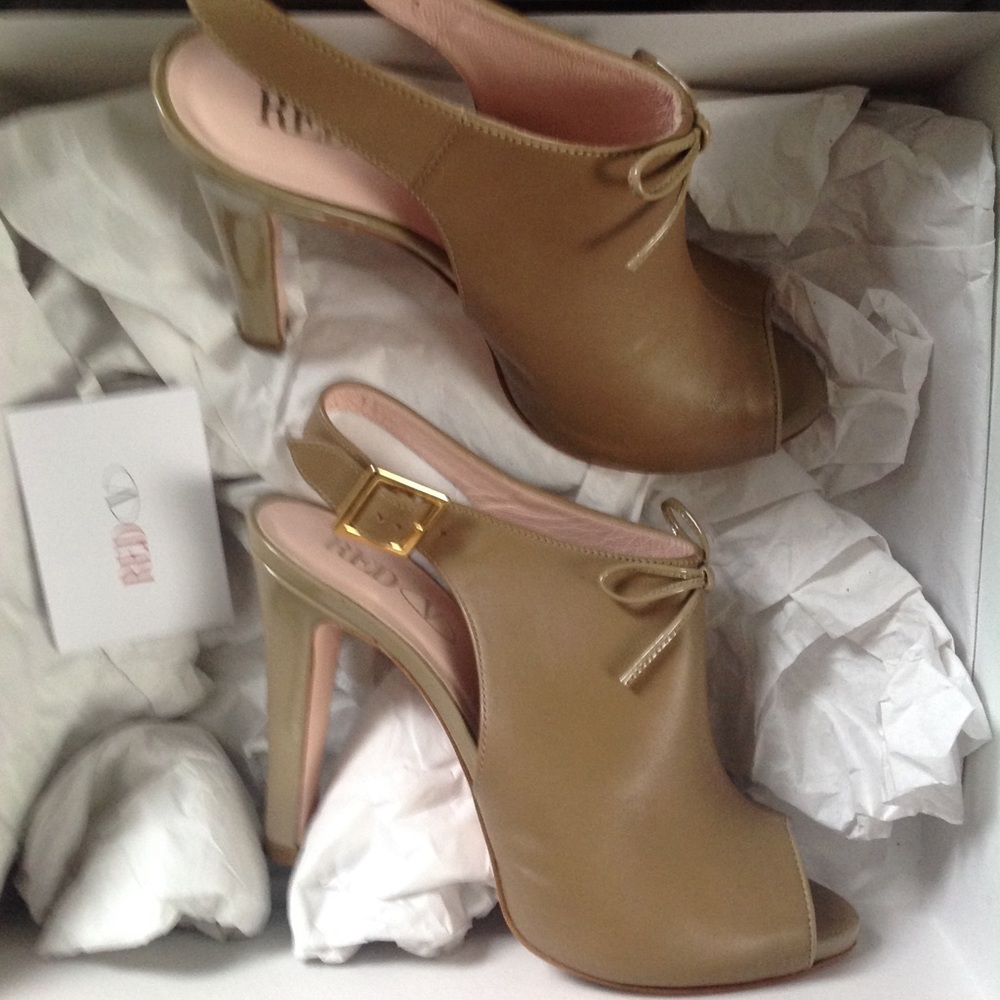REDValentino taupe booties, peep toe size 7